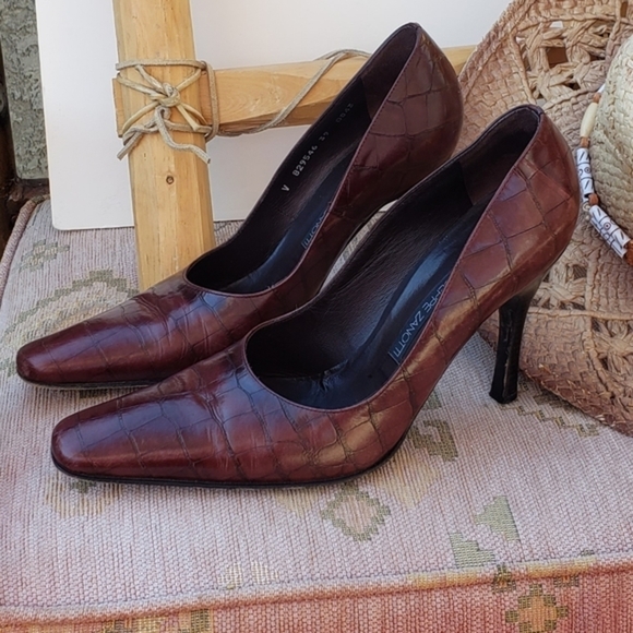 Giuseppe Zanotti Vintage Brown Croc Embossed - Picture 2 of 16